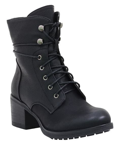 Fourever Funky - Lace up Military Style Mid Calf Combat Boots Women's ...