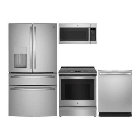 Shop GE Profile French Door Refrigerator & Electric Range Suite in Fingerprint-Resistant ...