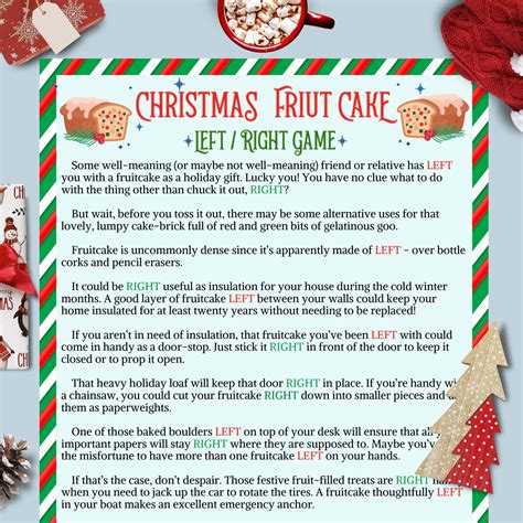 Right Left Christmas Game Funny Fruitcake Story Pass the - Etsy