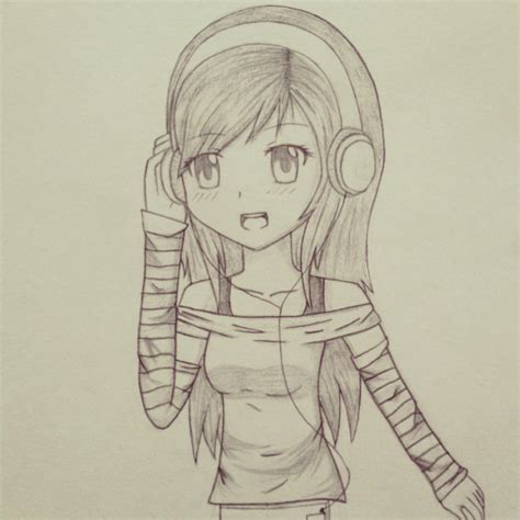 Anime Girl With Headphones by xAngelColorz on DeviantArt