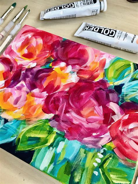 Tips and Techniques for Painting Abstract Flowers with Acrylics on Canvas | Abstract flowers ...