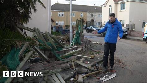 Storm Ciarán: At the scene where a 'tornado' struck Jersey - BBC News