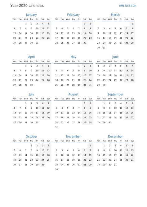 Calendar for 2020 with holidays in Trinidad and Tobago | Print and ...