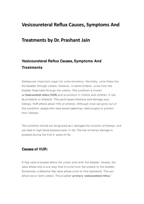 PPT - Vesicoureteral Reflux Causes, Symptoms And Treatments by Dr. Prashant Jain PowerPoint ...