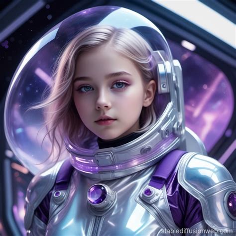 Teenage Girl in Futuristic Spacesuit amid Cyberpunk Spaceship | Stable Diffusion Online