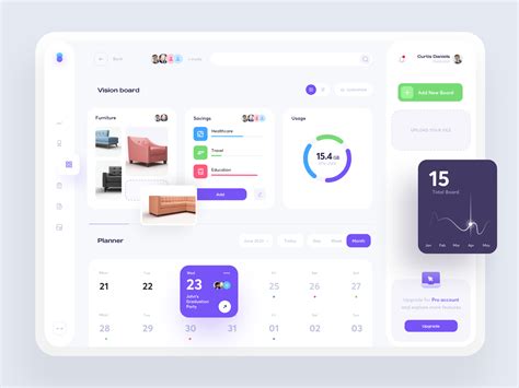 Vision board web app analytics,app design,clean ui,dashboard,dashboard ...