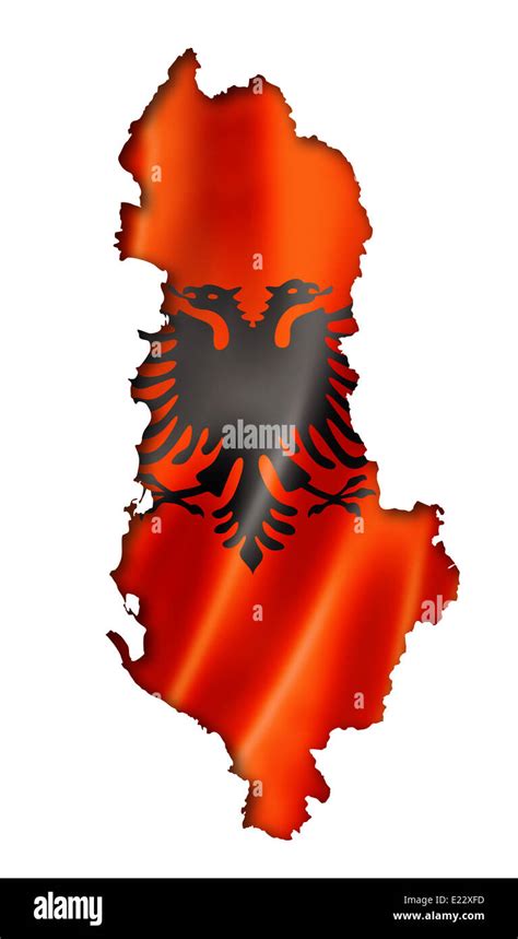 Albania flag map, three dimensional render, isolated on white Stock Photo - Alamy