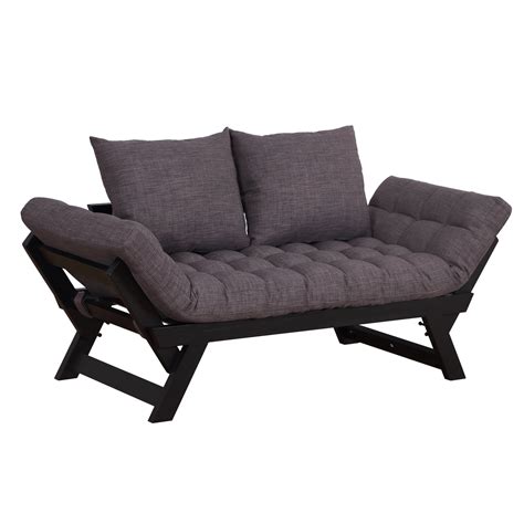 HOMCOM Single Person 3 Position Convertible Couch Chaise Lounger Sofa Bed - Walmart.com ...