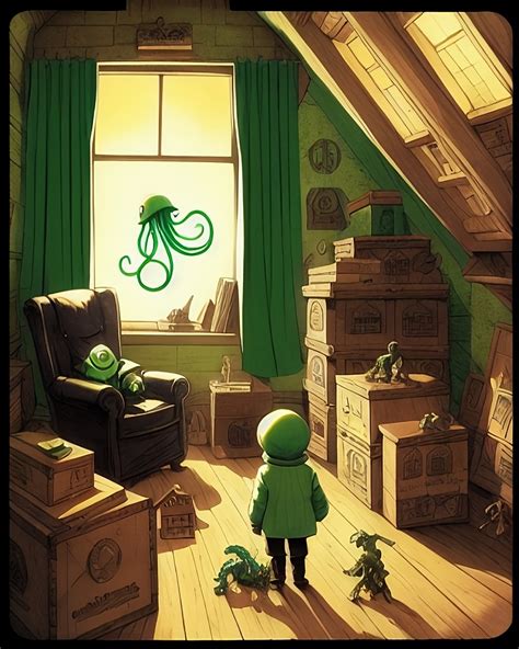 Aliens In The Attic storybook illustration in the style of Tony ...