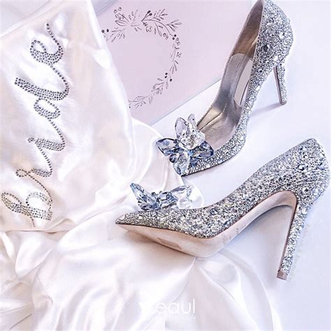 2022 Newest Cinderella Shoes Rhinestone High Heels Women Pumps Pointed ...