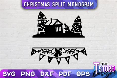 Christmas Split Monogram SVG | Xmas SVG Graphic by The T Store Design ...