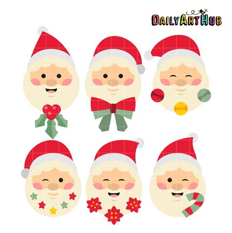 Santa Claus Ornaments Clip Art Set | Daily Art Hub