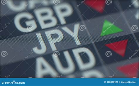 Increasing Japanese Yen Exchange Rate Indicator on Computer Screen. JPY ...