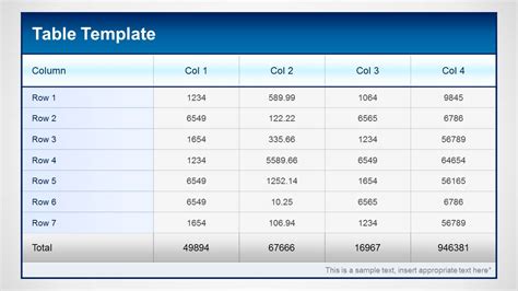 Table Template for PowerPoint - SlideModel