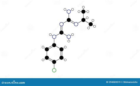 Proguanil Molecule, Structural Chemical Formula, Ball-and-stick Model, Isolated Image ...