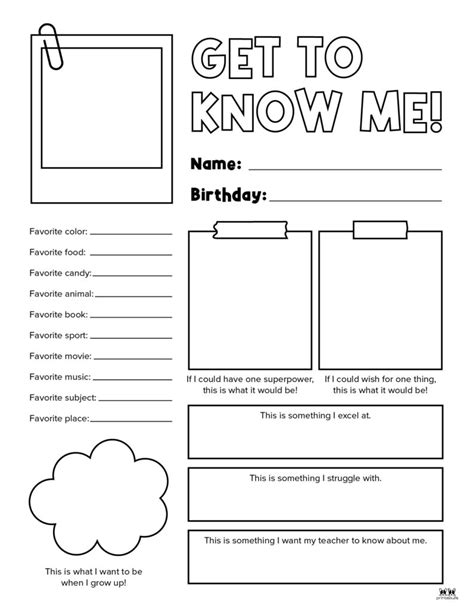 Free About Me Page Template - Printable Form, Templates and Letter