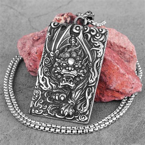 Chinese Dragon Amulet Necklace. Stainless Steel Dragon Amule - Inspire ...