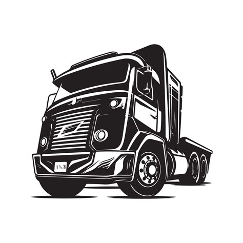 truck, logo concept black and white color, hand drawn illustration 22086022 Vector Art at Vecteezy