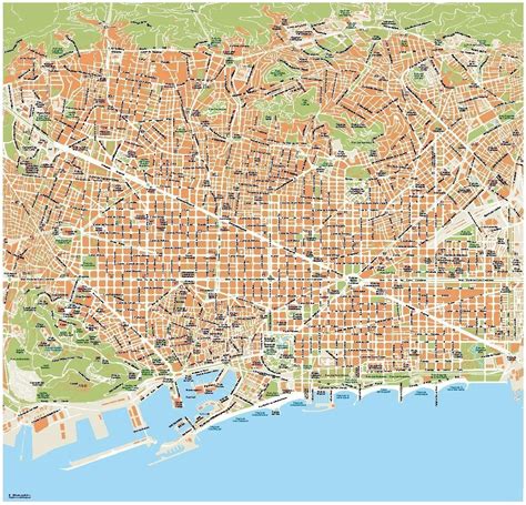 Barcelona Vector EPS mapa | Tienda Mapas de Barcelona
