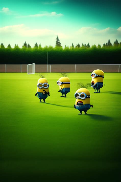 Lexica - Minions playing soccer in a green field