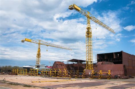 Ship And Monumental Crane In The Shipyard Royalty Free Stock Photography - Image: 30432277