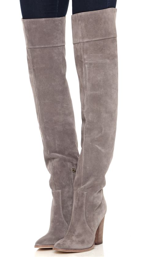 Lyst - Club monaco Lisa Over The Knee Suede Boots - Grey in Gray