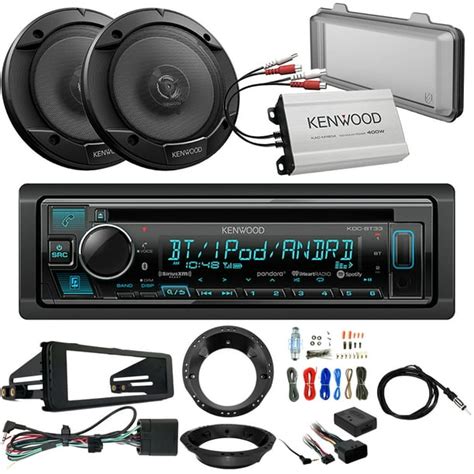 Kenwood KDC-BT33 1-DIN Bluetooth Receiver, 2 x Kenwood 6.5" Car Speakers, 4-Channel Compact ...