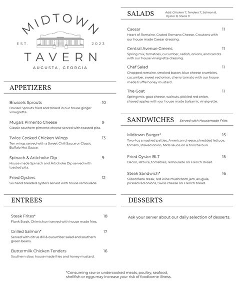 Menu - Midtown Tavern