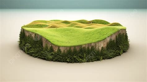 3d Animation Clip Of A Land With Grass And Trees Background, 3d Illustration Round Grass Land ...