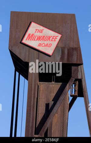 HASTINGS, MN, USA - NOVEMBER 28, 2020: Milwaukee Road Railroad logo and ...