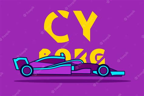 Illustration De Dessin Animé De Style Cyberpunk De Voiture De Course De Formule 1 | Vecteur Premium