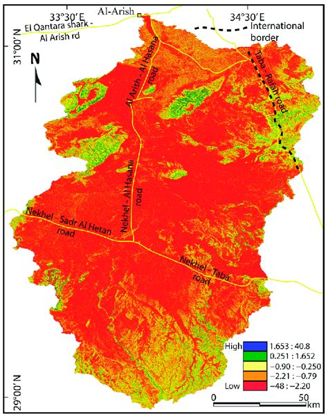 Topographic map of Wadi Al-Arish landscape showing different sites... | Download Scientific Diagram