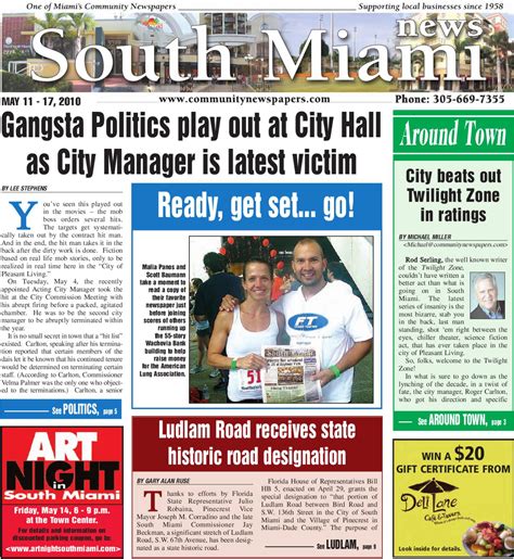 South Miami News - May 11 2010 - Online printed Edition - Local, Sports ...