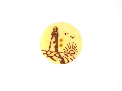 Cream Button with Carving of Lighthouse and Coast Scene | Smithsonian Institution in 2022 ...