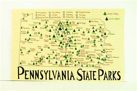 a map of pennsylvania state parks with trees