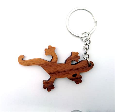 Wooden Lizard Keychain Walnut Wood Animal Keychain | Etsy