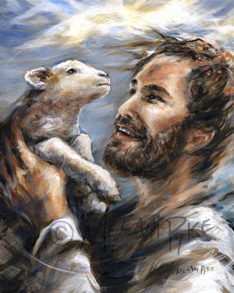 Jesus Lifting Lost Lamb Painting or Print Inspirational - Etsy