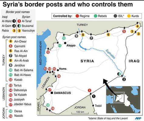 (Infographic) Map showing Who Controls Syria's Border Posts - 28 June 2014