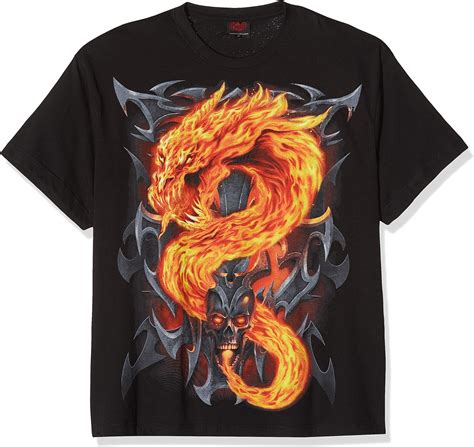 Spiral - Men - FIRE Dragon - T-Shirt Black: Amazon.co.uk: Clothing