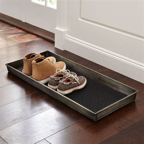 Zinc Boot Tray with Liner | Crate and Barrel