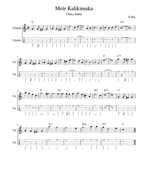 Mele_Kalikimaka for Uke in C , no lyrics Sheet music for Ukulele (Mixed ...