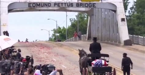 Civil rights icon Congressman John Lewis crosses Edmund Pettus Bridge ...