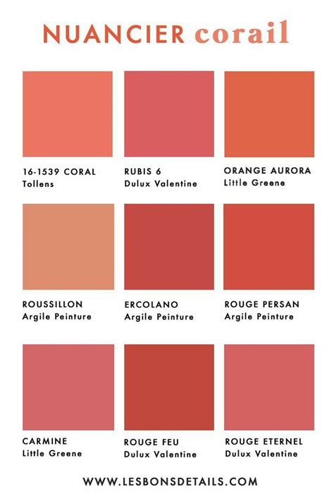 Coral color. | Camaieu couleur, Pantone, Nuancier