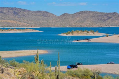 View of Lake Pleasant in Lake Pleasant Regional Park, Sonoran Desert, Arizona USA Stock Image ...