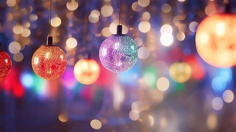 Disco Lights Color Decoration Ball And Light String On Christmas Bokeh ...