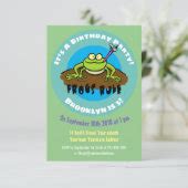 Funny frog cartoon birthday invitation | Zazzle