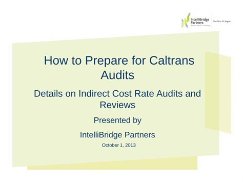 (PDF) How to Prepare for Caltrans Audits - California … to Prepare for ...