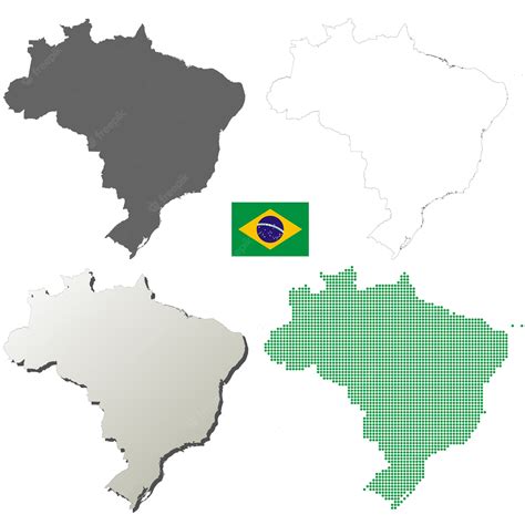 Premium Vector | Brazil vector outline map set