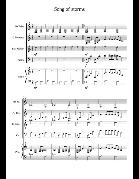 Song of storms sheet music for Violin, Piano, Tuba, Trumpet download free in PDF or MIDI