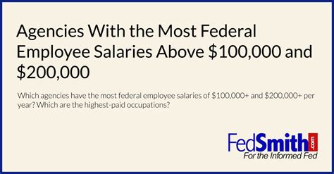 Agencies With The Most Federal Employee Salaries Above $100,000 And $200,000 | FedSmith.com